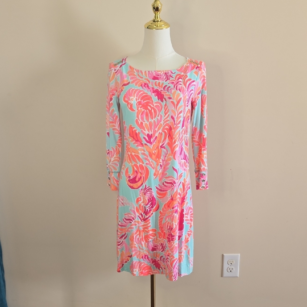 Lilly Pulitzer Sophie UPF 50+ Love Birds Print Dress Classic Resort Chic Small